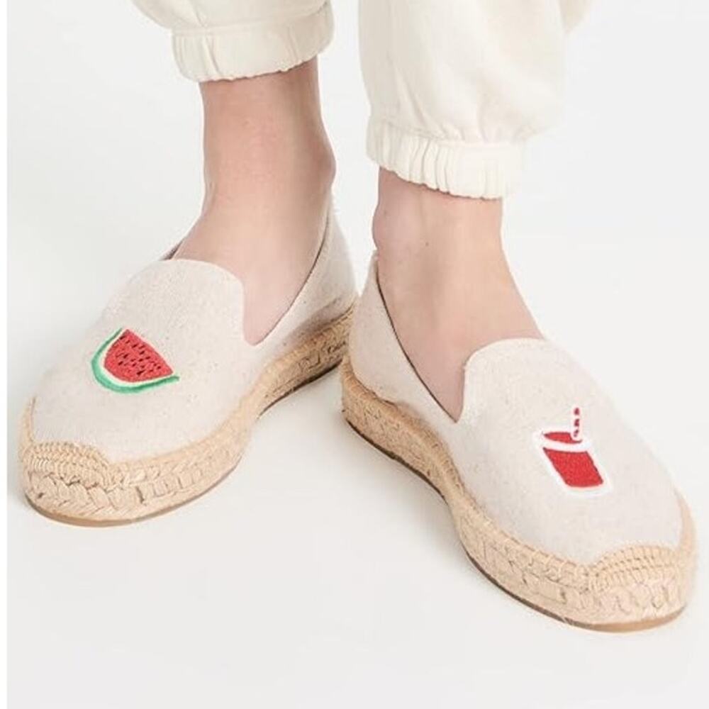 Soludos Woven Platform Slip-On Espadrilles Watermelon Juice Women's Size 9.5 NIB